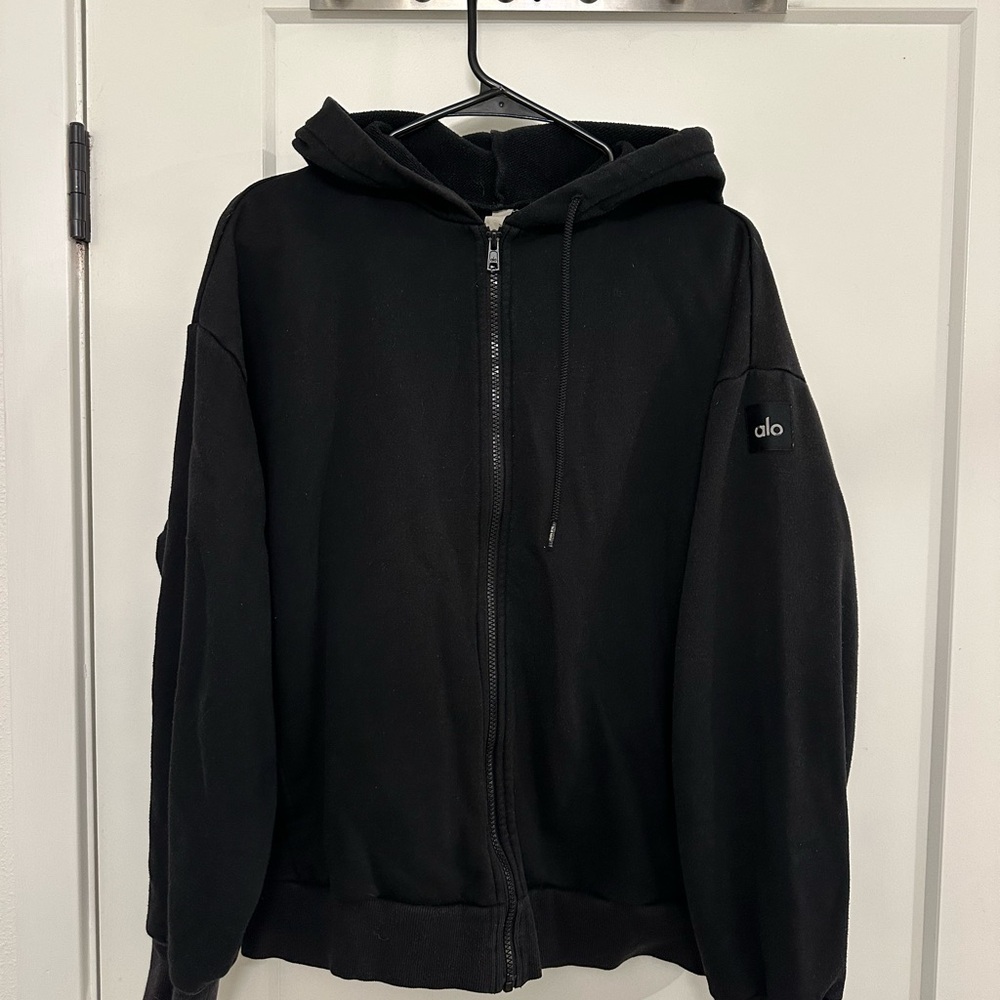 ALO Yoga Men's Black Zip-Up Sweater